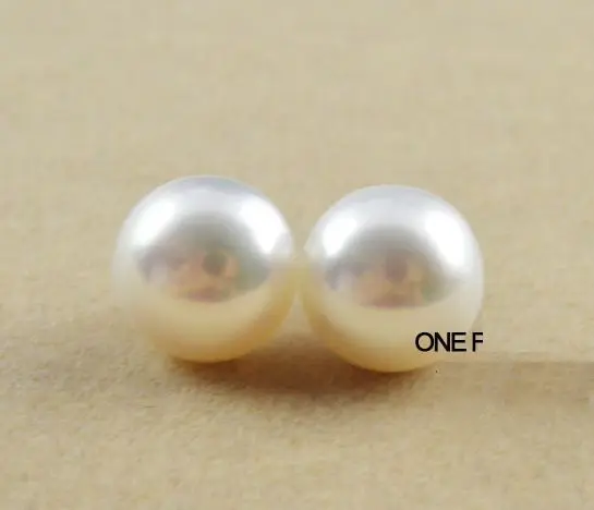 

Charming a pair AAA 12-13mm genuine south sea white bottom pearl earring