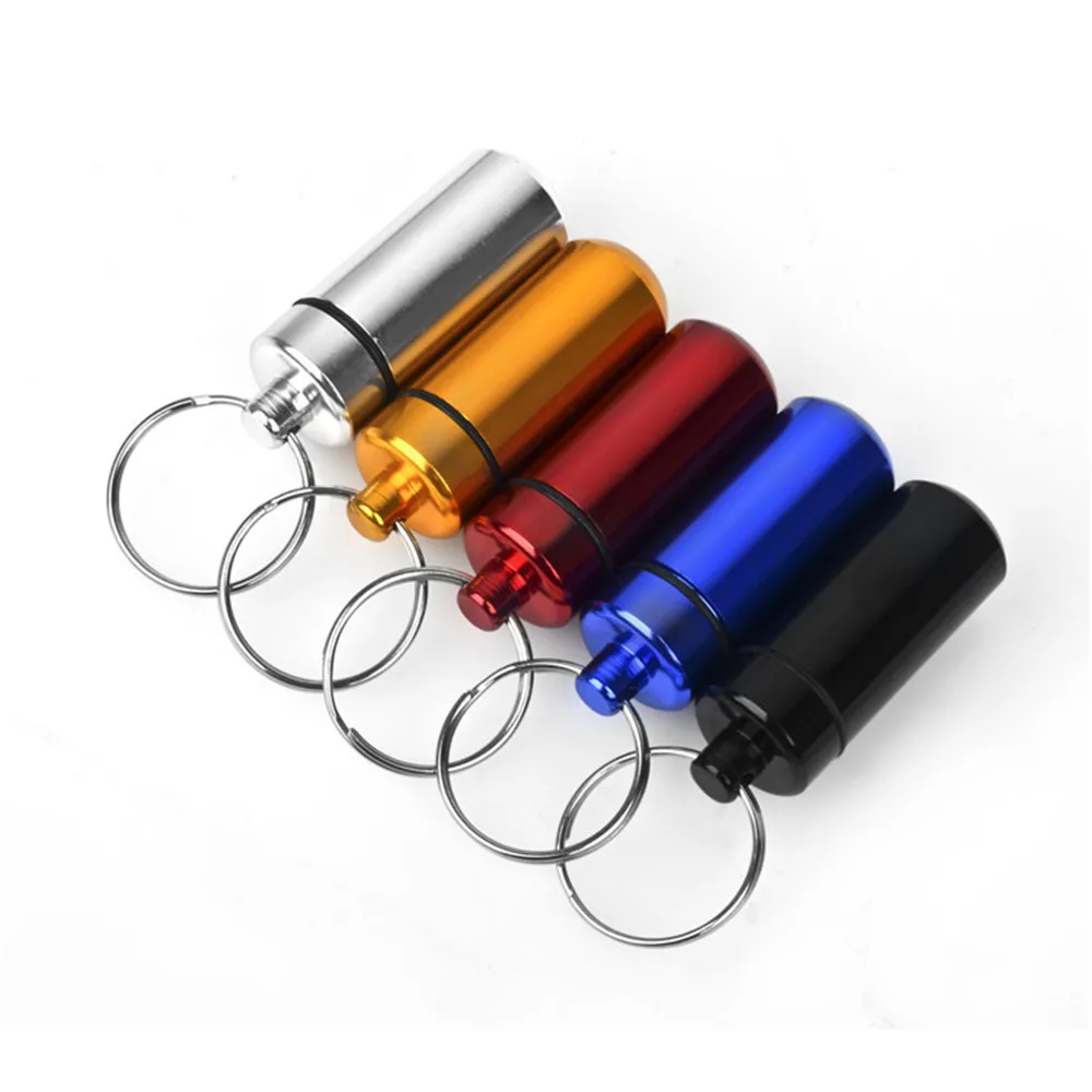 Hot Sale key holder Aluminum Waterproof Pill Shaped Box Bottle Holder
