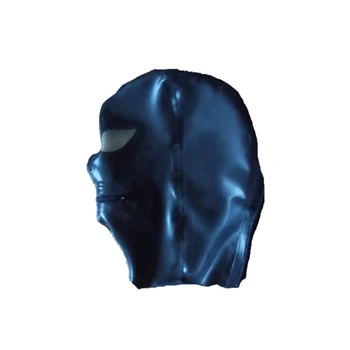 

100% Latex Rubber Men Mask Mouth Zipper Black and Transparent Maske 0.4mm Size XXS-XXL