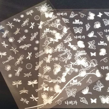 

Newest CC-022 Transparent Dragonfly pattern nail sticker back glue sticker decal stamping DIY nail art decoration tools