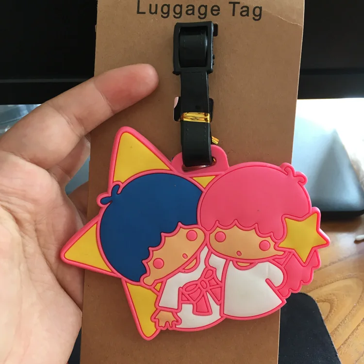 

Little Twin Star KIKI LALA Luggage Tag PVC Pendants Portable Travel Label Suitcase ID Address Holder tags anime new Unisex Tags