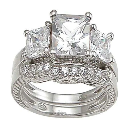 big square zircon paved silver wedding ring set fashion women silver engagement ring white gold plated classic ring for gift - Big Wedding Ring big square zircon paved silver wedding ring set fashion women silver engagement ring white gold plated classic ring for gift - Big Wedding Ring