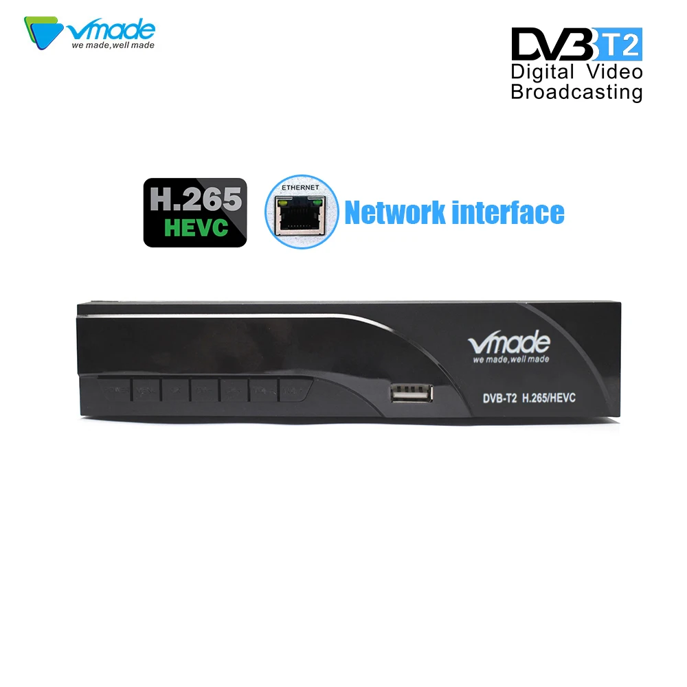 Vmade новейший DVB-T2 цифровой приемник H.265/HEVC DVB T2 горячая Распродажа Европа DVB-T h265 hevc поддержка Dobly AC3 USB wifi с RJ45