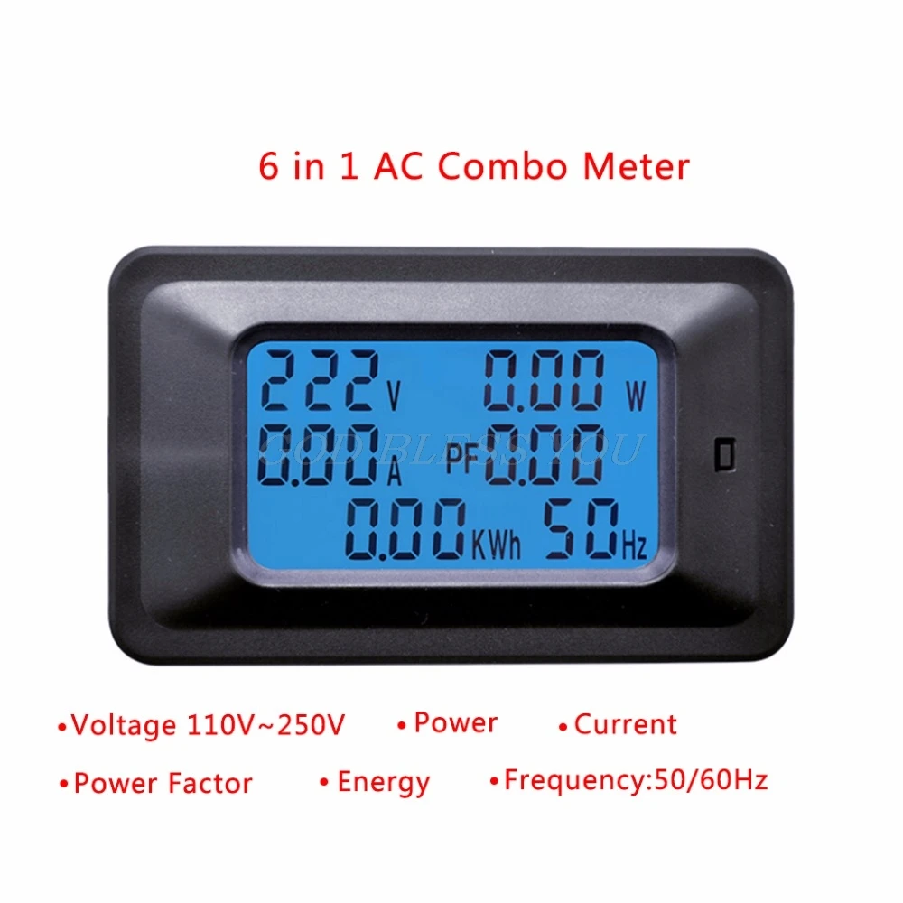 

20A/100A AC LCD Digital Panel Power Watt Meter Monitor Voltage KWh Voltmeter Ammeter Tester Tools