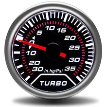 Манометрические датчики 52 мм, дымовые линзы manometro turbo gauge Boost-30 дюймов, hg~ 35 фунтов/кв. дюйм, автомобильный измерительный прибор, гоночный такометр, Вакуумный датчик