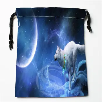 

W-95 New wolf full moon Custom Logo Printed receive bag Bag Compression Type drawstring bags size 18X22cm E801wu95