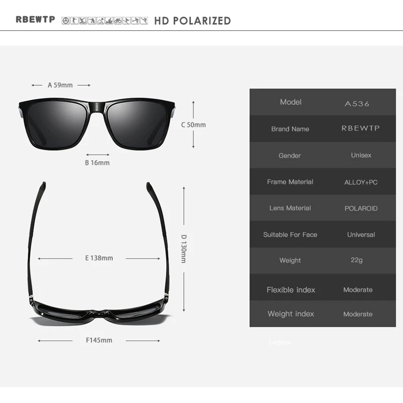 Мужские солнцезащитные очки RBEWTP с алюминиево-магниевым покрытием, поляризационные Квадратные Зеркальные очки, солнцезащитные очки, мужские очки, аксессуары для мужчин