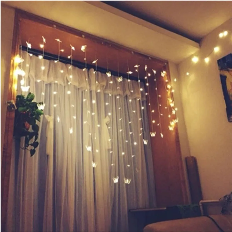 Hot sale 2 x 1.5m Heart Shape 128 LED String Holiday Light Christmas Wedding Decoracao Curtain lamp EU Love the curtain light
