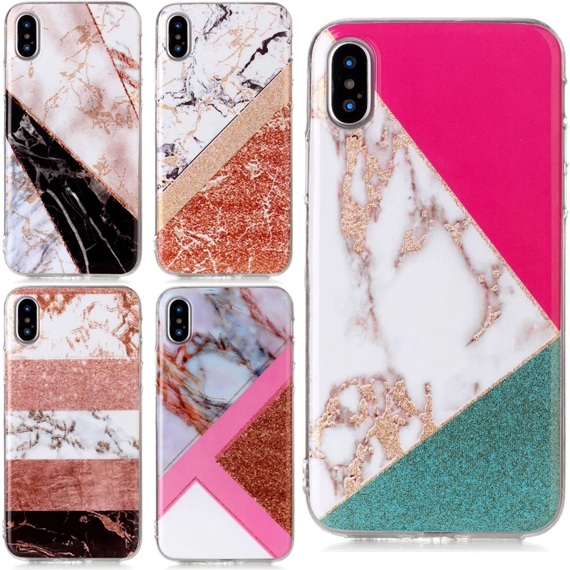

For Apple iPhone 5 5S SE 6 6S 7 8 Plus X Glitter Marble IMD Phone Soft TPU Silicone Case Cover Shell Coque for iPod Touch 5 6