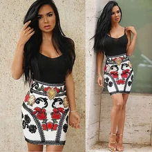 Mode Sexy frauen Dame Blumendruck Bodycon Cocktail Sleeveless Beiläufige Kleid