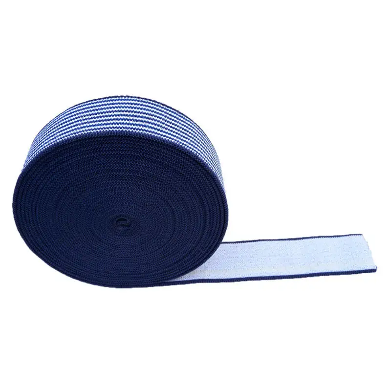 DoreenBeads Cloth Elastic Band Blue White Stripe Elastic Strap Ribbon