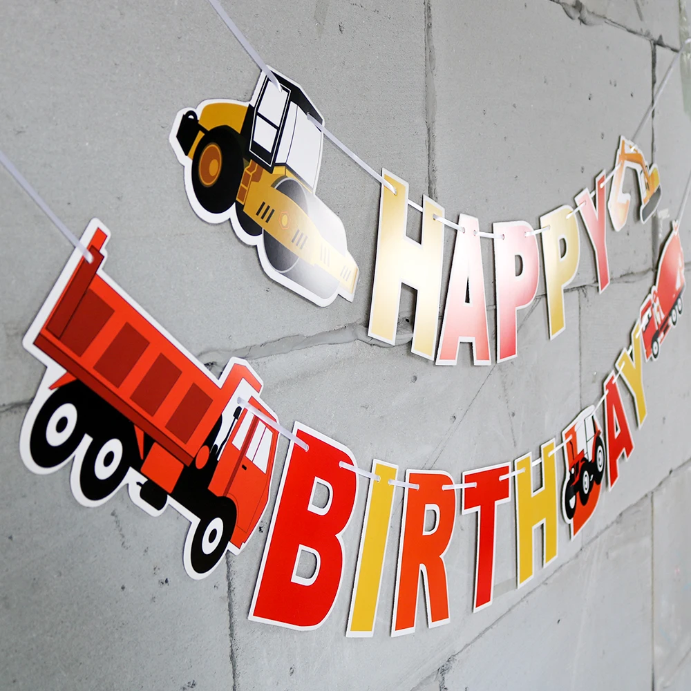 Ферма тема войлок с днем рождения баннер трактор Кубок торт Топпер строительство автомобиль день рождения украшения для детей мальчик сувениры