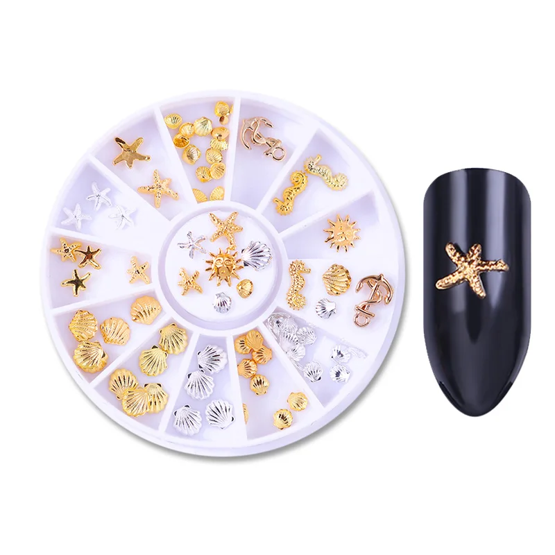 Розовое золото заклепки шипы для ногтей 3D дизайн ногтей украшения золотой круг звезда круглый квадрат смешанные аксессуары в колесо для DIY - Цвет: Pattern 22