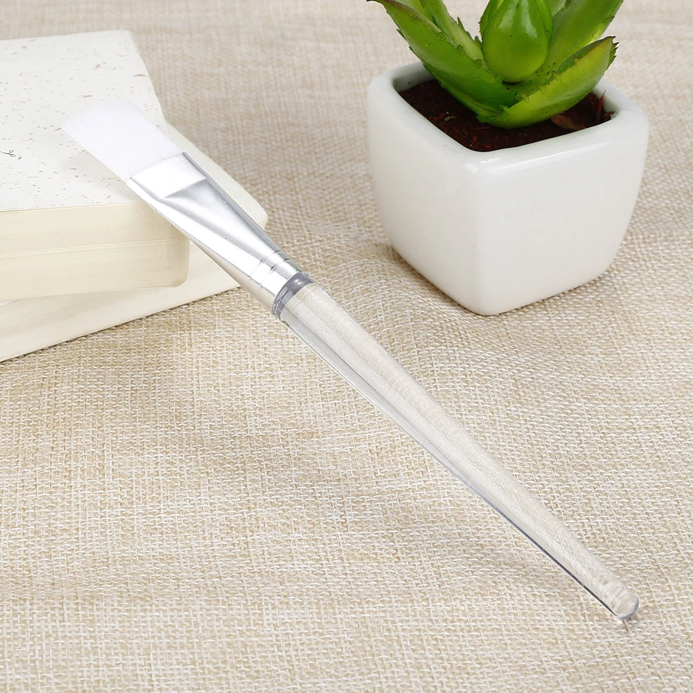 

ELECOOL Single Facial Mud Mask Applicator Brush Facial Mixing Brush With White Clear Plastic Handle Cosmetic Makeup Tool