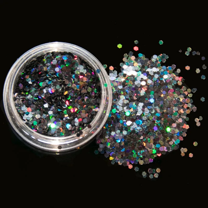 12 Boxes Nail Art Glitter 1 MM Holographic Glitter/sequins/ nail art/ crafts/ Hexogon shaped spangles glitter