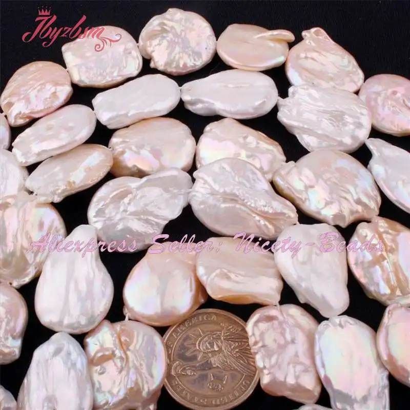 

18-20mm Coin Baroque Freshwater Pearl Natural Stone Beads For DIY Necklace Bracelet Earring Jewelry Making 14.5" Free Shipping