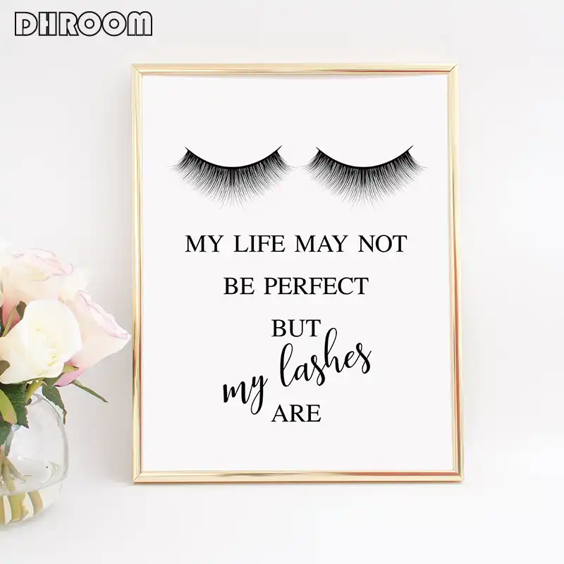DHROOM Set of 3 Lashes Prints Wall Art Makeup Canvas Poster Decorative Painting Lashes Quotes Wall Picture Salon Decor