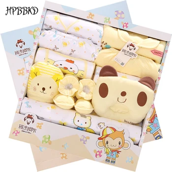 

HPBBKD 17Pcs/lot Newborn Baby Winter Warm Gift Sets Unisex Infant Thick Clothing Baby Bib Hat Baby Outfits For 0-6 Month TZ-026