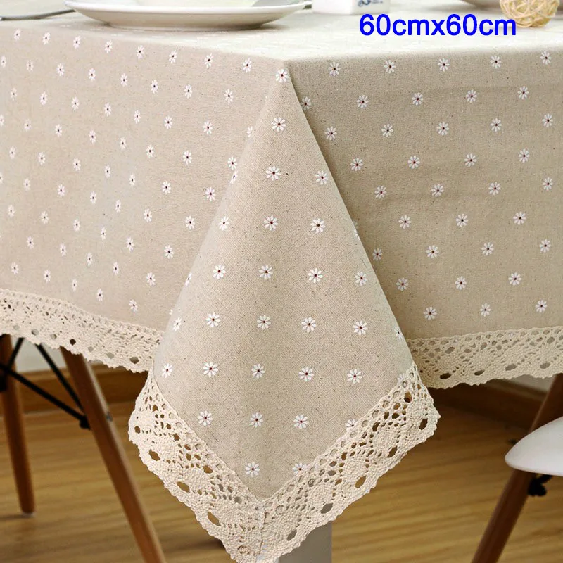 60cmx60cm Цветочная скатерть с рисунком льняная хлопковая скатерть с кружевом скатерть для обеденного стола HYD88 - Цвет: 60cmx60cm