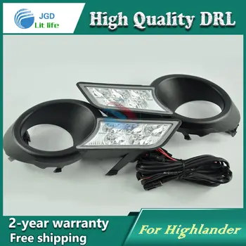 

Free shipping ! 12V 6000k LED DRL Daytime running light case for Toyota Highlander fog lamp frame Fog light Car styling