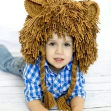 Креативный осенний и зимний детский вязаный шерстяной парик ручной работы, детский головной убор льва, забавный подарок на Хэллоуин