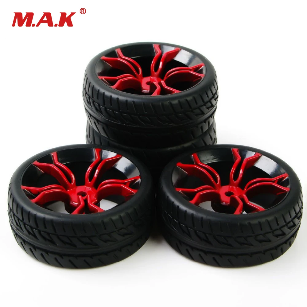 

RC 1:10 4Pcs/Set Flat Racing Tire Wheel Rim PP0150+MPNKR Set For HSP HPI On Road Car Accessories