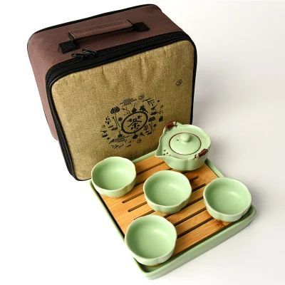Chinese Travel Kung Fu Tea Set coffee setsCeramic Portable Teacup Porcelain Service Gaiwan Tea Cups Mug of Tea Ceremony Teapot - Цвет: Fast cup-O