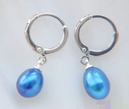 

hot sell new - -hot 00106 BLUE RICE FRESHWATER PEARL DANGLE EARRING