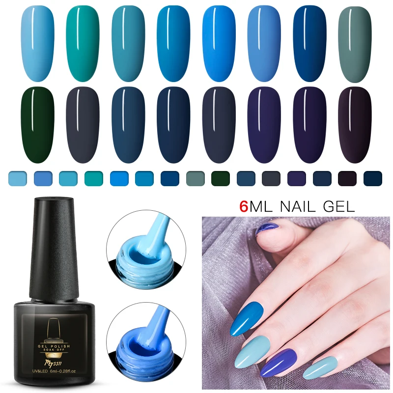 

Mtssii 7ml Blue Color Nail Gel Polish Manicure Semi Permanent Base Top Coat UV LED Gel Varnish Soak Off Nail Art Manicure Gel