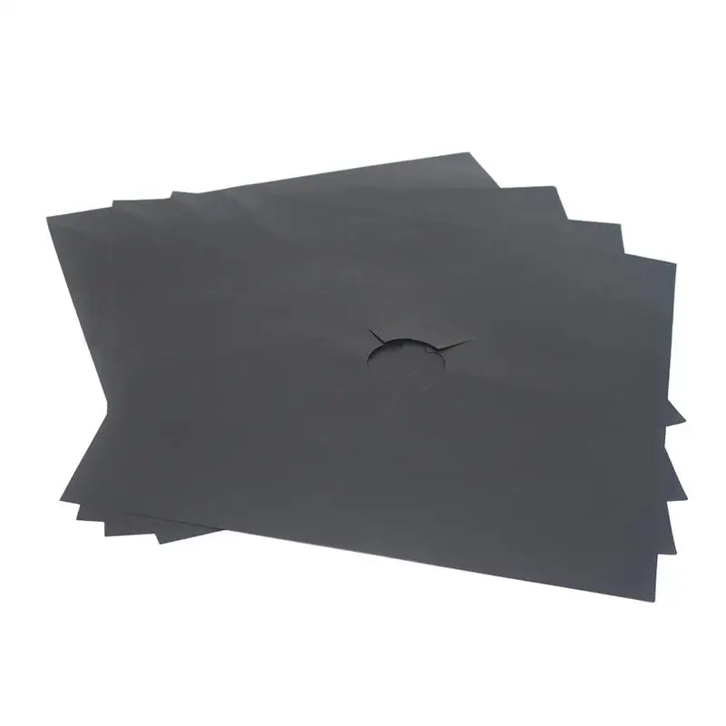 4pcs black 4 шт., 1 шт., защитная крышка для плиты, противопригарная алюминиевая многоразовая Крышка для газовой плиты, безопасная защитная пленка, кухонные аксессуары - Цвет: 4pcs black