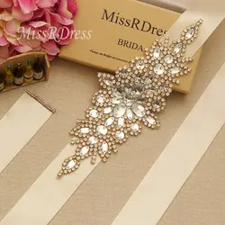 MissRDress золото кристалл свадебный пояс роскошные стразы пояс невесты Diamond свадебные створки для подружки невесты платья JK855