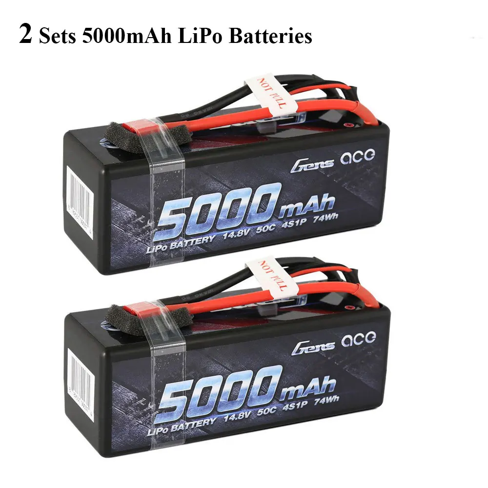 Gens ace Lipo аккумулятор 14,8 V 5000mAh Lipo 4S 50C RC аккумулятор Deans разъем для 1/8 1/10 автомобилей RC лодка высокая производительность - Цвет: 2x 5000mAh Battery