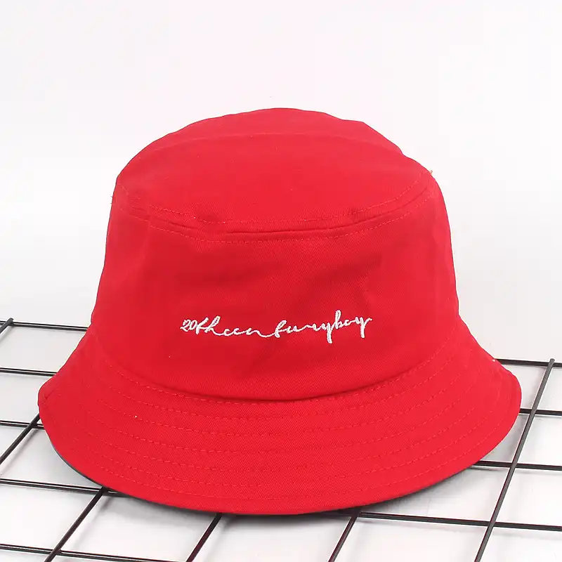 red fishing hat