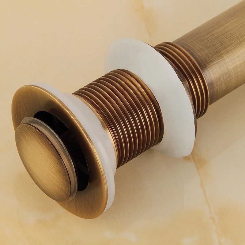 High Quality Brass Basin Sink Vanity Push Down Pop Up Drain Drain Brass Sink Plug With Overflow