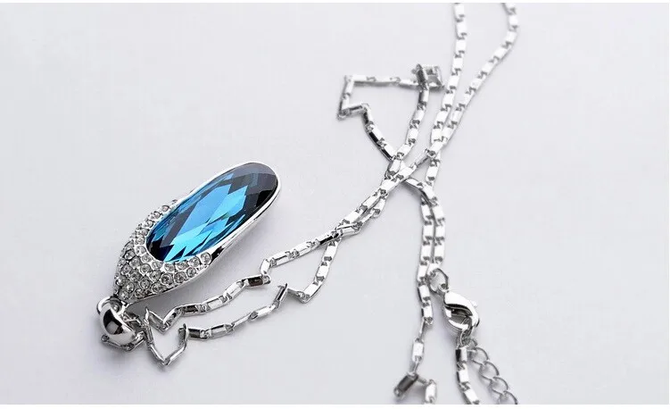 Горячее ожерелье с синим горным хрусталем, ювелирное серебряное покрытие, модное ожерелье-чокер, золотистого цвета