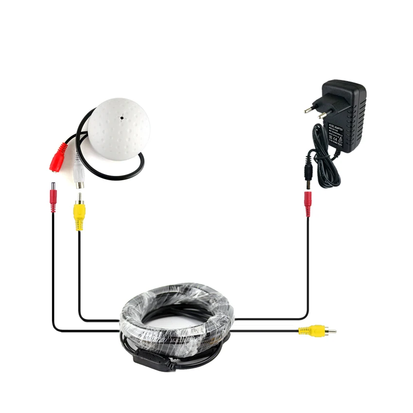  SMTKEY CCTV Microphone Security Camera Audio Mic Wide Range Microphone + 5m DC/AV Cab +Power Adapte - 32912205999