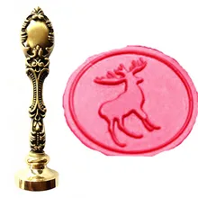 Винтажный Рождественский олень, логотип, роскошное восковое уплотнение, штамп, латунь, павлин, металлическая ручка, подарочный набор