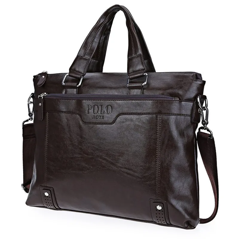 Hemming Hardware Solid Color Letter Portable Shoulder Messenger Business Bag for Men Angular angle just as