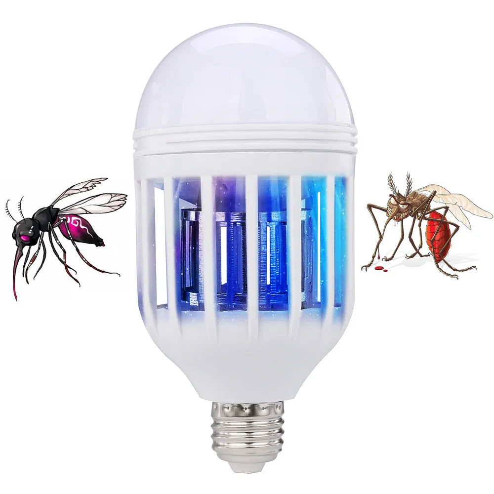 2 в 1 Mosquito Убийца лампы светодиодный лампы E27 15 Вт анти Moustique насекомых Zapper Летающий убийца моли свет ночного лампа AC 220 В 110 В