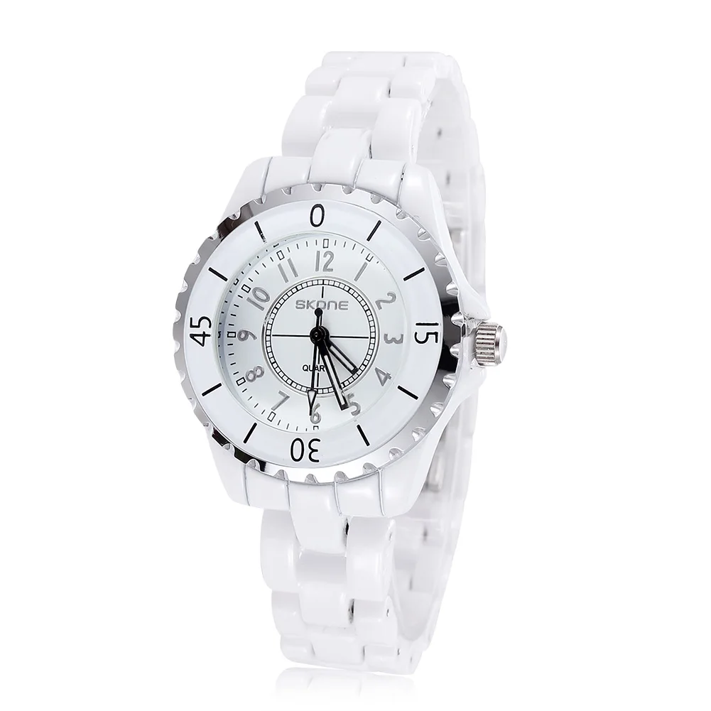 SKONE Luxury Women Dress Watches White Ceramic Watch Women Luminous