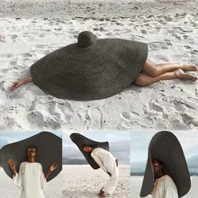 Moda Fatti A Mano di Grandi Dimensioni di Grano Cappello di Paglia Floppy Tesa Larga Delle Donne del cappello Anti-Uv di Protezione Del Sole Pieghevole Della Spiaggia di Sport Del Cappello di Copertura #4