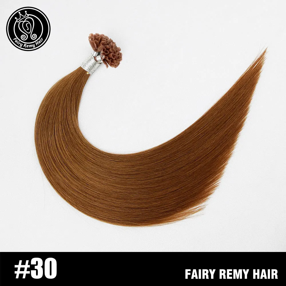 Сказочные волосы remy, 1 г/локон, 16 дюймов, настоящие человеческие волосы Remy Fusion для наращивания, кератиновые Натуральные Цветные пряди волос, капсулы 50 г/ПАК - Цвет: #30