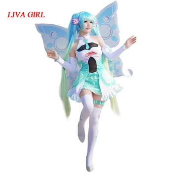 

Hatsune Miku SUPERSONICO Racing Suit SJ Light green Uniform Dress Cosplay costume Halloween Costume for women Girl
