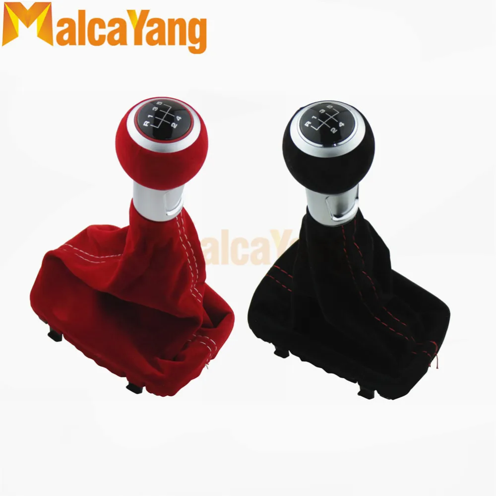 

2019 NEW Black Red 5 Speed Suede Leather Complete Gear Shift Knob Boot Cover Gaiter For Audi A3 S3 2001 2002 2003