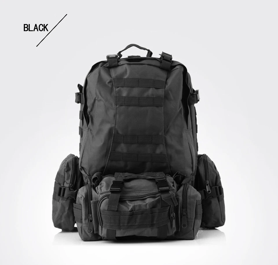 55L Multifunction Sport Bag Molle Tactical Bag Water Resistant Camouflage Backpack for Outdoor Climbing Hiking Camping