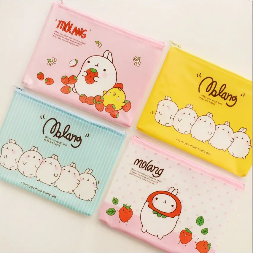 

Cartoon Molang Rabbit A5 B6 Mini Mesh Bag File PVC Document Bag File Folder Stationery Filing Production School Office Supply