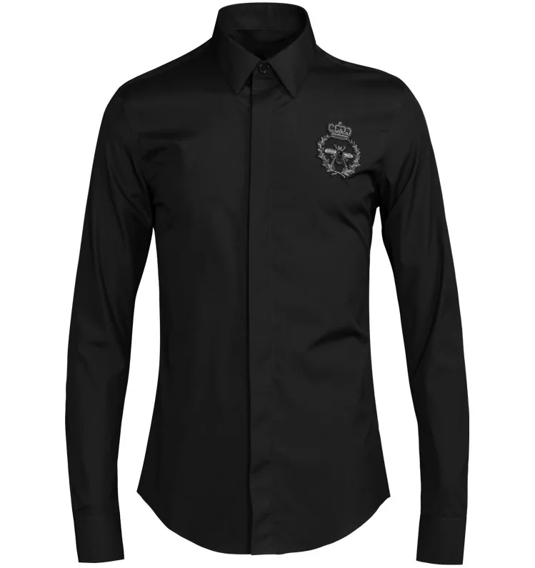 Новое поступление, Хлопковая мужская рубашка ручной работы с вышивкой пчелы, осенняя Модная Повседневная рубашка с отложным воротником высокого качества, большие размеры M L XL XXL 3XL4XL