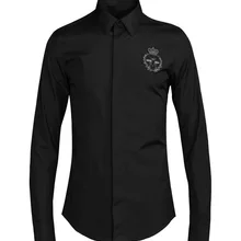 Новое поступление, Хлопковая мужская рубашка ручной работы с вышивкой пчелы, осенняя Модная Повседневная рубашка с отложным воротником высокого качества, большие размеры M L XL XXL 3XL4XL