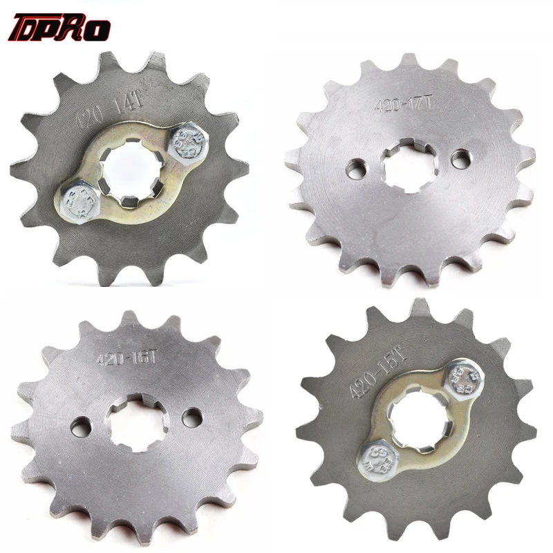 

TDPRO 420 Chain 14T/15T/16T/17T 17MM Front Engine Sprocket Cog Fit Motorcycle ATV Gokart 50cc 70cc 90cc 110c 125cc Pit Dirt Bike