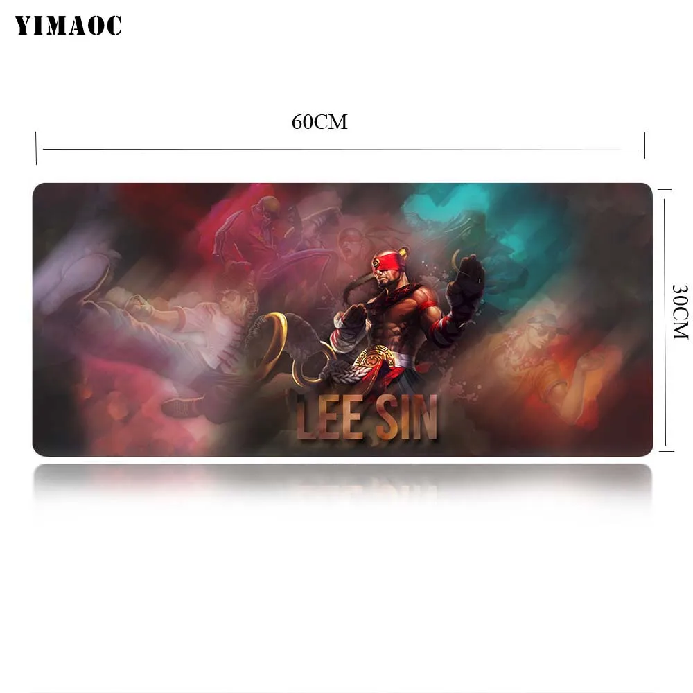 YIMAOC Lee Sin League Of Legends Коврик Для Мыши Компьютерный коврик для мыши Противоскользящий коврик для игровой мыши из натурального каучука 30x60 см